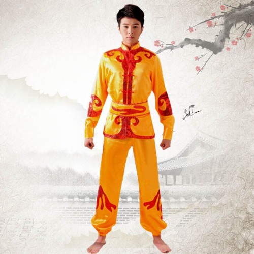 Chinese Male Yangko Costume Male Dragon Dance Clothes Lion Dance Clothing Chinese Folk Costume Waist Drum Dance Costume